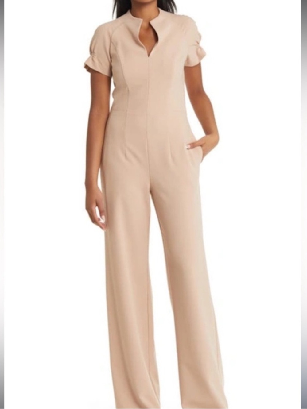BLACK HALO PATEL SHORT SLEEVE WIDE LEG JUMPSUIT NEUTRAL 8